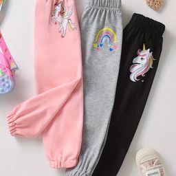 BAESD Girls Pack Of 3 Printed Cotton Joggers-image-13