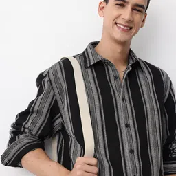Mast & Harbour Relaxed Fit Vertical Stripes Drop-Shoulder Sleeves Casual Shirt-picture-15