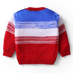 Babyhug Acrylic Knitted Full Sleeves Sweater Set With Color Block Design - Rust image 3