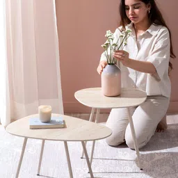 nestroots Set Of 2 Cream-Colored Timeless Travertine Side Coffee Table-image-7