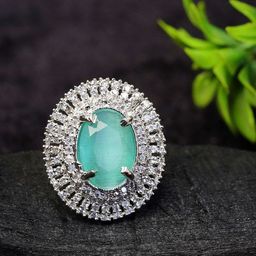 Zoey Silver-Plated Cubic Zirconia-Studded Adjustable Finger Ring-image-17