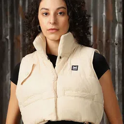 High Star Women Lightweight Crop Bomber with Patchwork Jacket-39