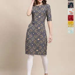 7Threads Women Pack Of 6 Printed Crepe Kurta-image-87