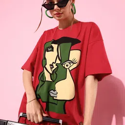 Stormborn Women Printed Pure Cotton Oversized Drop-Shoulder T-shirt-picture-12
