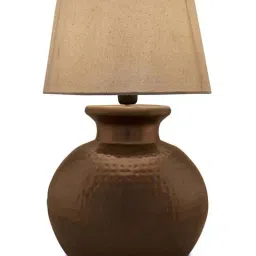 Homesake Copper Antique Hammered Pitcher Table Lamp with Khadi Shade (Bulb Included) - Set of 1 image 2