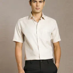 Louis Philippe Beige Cotton Regular Fit Texture Shirt-picture-42