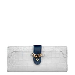 Hidesign White & Blue Textured Bi-Fold Wallet for Women-image-92