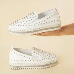 The White Pole Women's White Casual Loafers-image-43