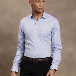 Turtle Light Blue Cotton Slim Fit Dobby Shirt-picture-8