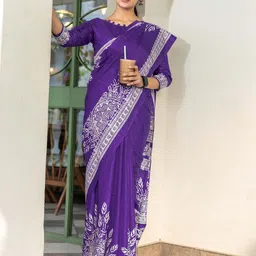 KALINI Floral Silk Blend Bagru Saree-image-50