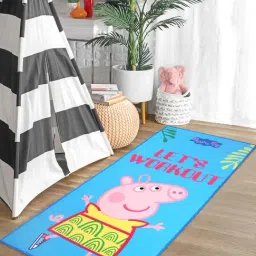 Saral Home Peppa Pig Sky Blue Microfibre Anti-Skid Kids Exercise Mats - Set of 1-image-115