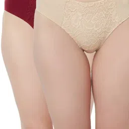 Soie Red & Beige Lace Hipster Panty (Pack of 2)-image-55