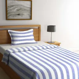 Klotthe Blue & White Cotton 300 TC Bed Sheets Set-image-45