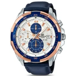 Casio EDifice EFR-539L-7CVUDF White Analog Dial Brown Leather Band Men's Watch EX306-image-0