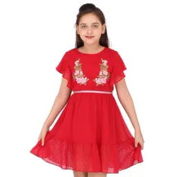 Cutecumber Kids Red Embroidered Dress-image-96