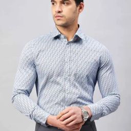 Louis Stitch Blue Cotton Regular Fit Printed Shirt-image-73