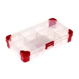 RS PRO 12 Cell Transparent Red Polypropylene, Adjustable Compartment Box, 30mm x 170mm x 100mm Model No 1246589-38