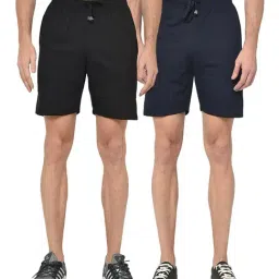 Vimal Jonney Black & Navy Regular Fit Shorts - Pack of 2-image-85
