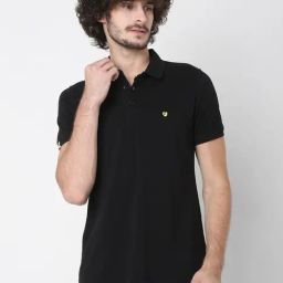UnderJeans by Spykar Black Shirt Collar Regular Fit T-Shirt-image-37