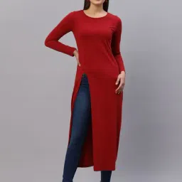 Rigo Maroon Round Neck Tunic-image-60