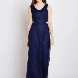 Rare Navy Floral Print Maxi Dress-image-37