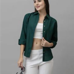 PURYS Dark Green Regular Fit Shirt-image-99