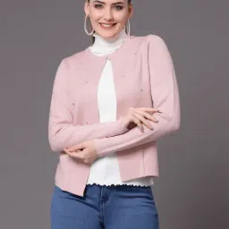 Mafadeny Peach Embellished Shrug-image-30