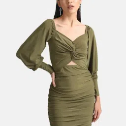 Kazo Ruched Mini Dress With Front Knot-image-65