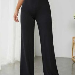 Broadstar Black Relaxed Fit High Rise Trousers-image-100