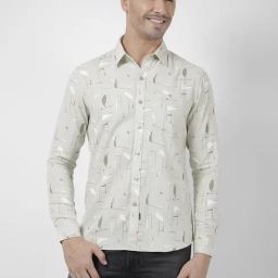 Numero Uno Green Cotton Slim Fit Abstract Shirt-image-77