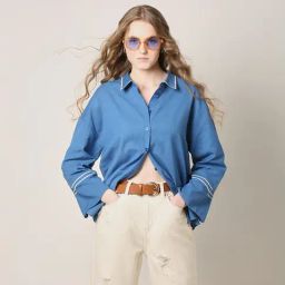 Vero Moda Sky Blue Cotton Regular Fit Shirt-image-29