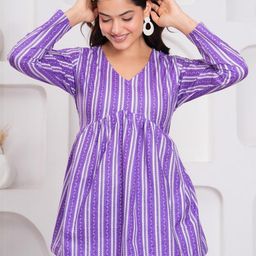 Royal Marque Vertical Stripes V-Neck Cotton Empire Top-picture-31
