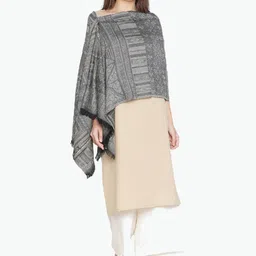 Tiara Women Geometric Woven Design Shawl with Fringed Border-picture-44