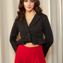 KASSUALLY Black Crop Blazer-image-28