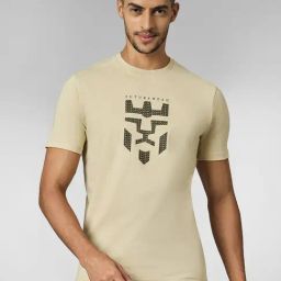 Louis Stitch Cream Cotton Regular Fit Printed T-Shirt-image-70