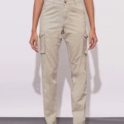 Globus Beige Cotton Lycra Regular Fit High Rise Cargo Pants-image-27