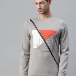 SHOWOFF Grey Cotton Slim Fit Printed Sweatshirt-image-66