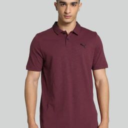 Puma Red Cotton Regular Fit Texture Polo T-Shirt-image-65