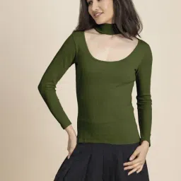 Moomaya Olive Slim Fit Top-picture-10