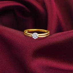 GIVA 14K Yellow Gold Sparkling Grace Diamond Ring,Fixed Size,Indian - 14 for Women-image-29