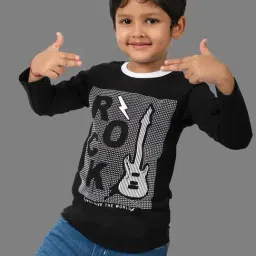 3PIN Boys Black Cotton Printed T-Shirt-picture-0