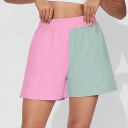 The Souled Store Pink Green Color-Block Shorts-image-77