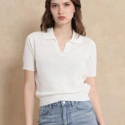 RAREISM Off White Cotton Blend Solid Short Sleeves Polo T-Shirt-picture-48