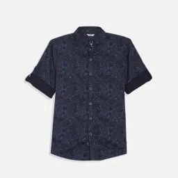 Allen Solly Kids Navy Printed Slim Fit Shirt-picture-17
