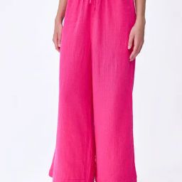 Cover Story Pink Cotton Regular Fit Mid Rise Trousers-picture-22