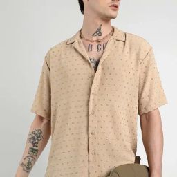 Campus Sutra Beige Regular Fit Self Pattern Shirt-picture-15