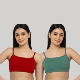 AROUSY Red & Green Cotton Beginner's Bra - Pack Of 2-picture-46