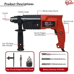 HPD Shakti 500 W 2 Mode Function Rotary Hammer Drill Machine with 3 Drill Bit, HPD-20 image 2