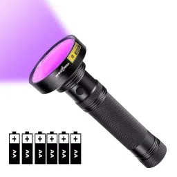 amicivision UV Flashlight 395-400 nm 100 LED 18 W Metal with 6xAA Battery-15