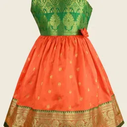 Wish Karo Kids Orange Self Frock-picture-4